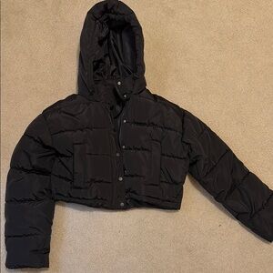 Black Cropped Puffer Jacket